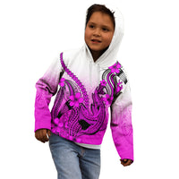 Hawaii Kid Hoodie Polynesian Shark Tattoo With Plumeria Pink Gradient LT14 - Polynesian Pride