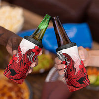 Hawaii 4 in 1 Can Cooler Tumbler Polynesian Shark Tattoo With Plumeria Red Gradient