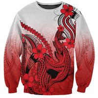 Hawaii Sweatshirt Polynesian Shark Tattoo With Plumeria Red Gradient LT14 Unisex Red - Polynesian Pride