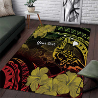 Personalised Hawaii Nene Goose Area Rug Hawaiian Map Hibiscus Polynesian Art - Reggae Gradient