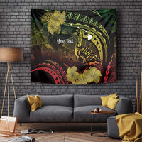 Personalised Hawaii Nene Goose Tapestry Hawaiian Map Hibiscus Polynesian Art - Reggae Gradient