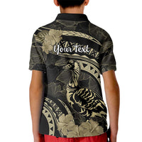 Personalised Hawaii Nene Goose Kid Polo Shirt Hawaiian Map Hibiscus Polynesian Art - Beige LT14 - Polynesian Pride