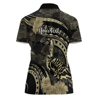 Personalised Hawaii Nene Goose Women Polo Shirt Hawaiian Map Hibiscus Polynesian Art - Beige LT14 - Polynesian Pride