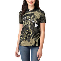Personalised Hawaii Nene Goose Women Polo Shirt Hawaiian Map Hibiscus Polynesian Art - Beige LT14 - Polynesian Pride