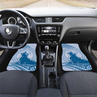 Personalised Hawaii Monk Seal Car Mats Polynesian Tattoo With Tropical Flowers - Blue Pastel