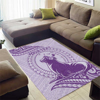 Personalised Hawaii Monk Seal Area Rug Polynesian Tattoo With Tropical Flowers - Purple Pastel