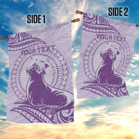Personalised Hawaii Monk Seal Garden Flag Polynesian Tattoo With Tropical Flowers - Purple Pastel