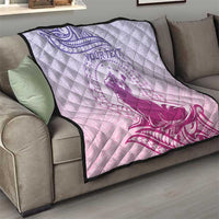 Personalised Hawaii Monk Seal Quilt Polynesian Tattoo With Tropical Flowers - Purple Gradient