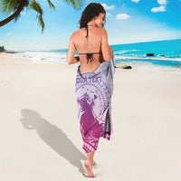 Personalised Hawaii Monk Seal Sarong Polynesian Tattoo With Tropical Flowers - Purple Gradient