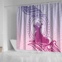 Personalised Hawaii Monk Seal Shower Curtain Polynesian Tattoo With Tropical Flowers - Purple Gradient