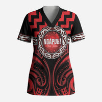 Aotearoa Ngapuhi Personalised Scrub Top Maori Iwi Poutama Puhoro Tattoo