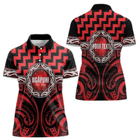 Aotearoa Ngapuhi Personalised Women Polo Shirt Maori Iwi Poutama Puhoro Tattoo