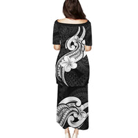 Polynesia Family Matching Outfits Puletasi Dress And Hawaiian Shirt Plumeria With Tribal Pattern Black Vibes LT14 - Polynesian Pride