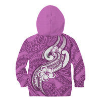 Polynesia Kid Hoodie Plumeria With Tribal Pattern Pink Pastel Vibes LT14 - Polynesian Pride