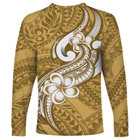 Polynesia Long Sleeve Shirt Plumeria With Tribal Pattern Yellow Pastel Vibes LT14 - Polynesian Pride