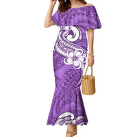 Polynesia Mermaid Dress Plumeria With Tribal Pattern Purple Pastel Vibes LT14 Women Purple - Polynesian Pride