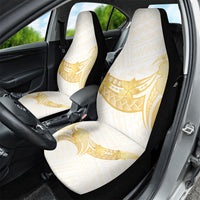 Polynesia White Sunday Car Seat Cover Polynesian Tattoo Plumeria Hibiscus Gold