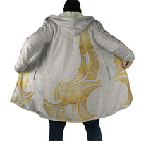 Polynesia White Sunday Cloak Polynesian Tattoo Plumeria Hibiscus Gold