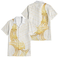 Polynesia White Sunday Family Matching Summer Maxi Dress and Hawaiian Shirt Polynesian Tattoo Plumeria Hibiscus Gold