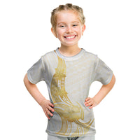 Polynesia White Sunday Kid T Shirt Polynesian Tattoo Plumeria Hibiscus Gold