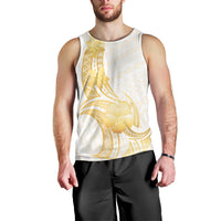 Polynesia White Sunday Men Tank Top Polynesian Tattoo Plumeria Hibiscus Gold