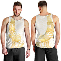 Polynesia White Sunday Men Tank Top Polynesian Tattoo Plumeria Hibiscus Gold