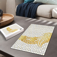 Polynesia White Sunday Puzzle Polynesian Tattoo Plumeria Hibiscus Gold