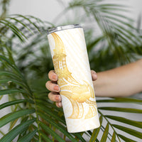 Polynesia White Sunday Skinny Tumbler Polynesian Tattoo Plumeria Hibiscus Gold
