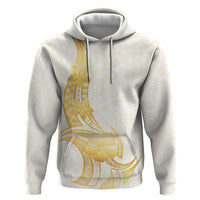 Polynesia White Sunday Zip Hoodie Polynesian Tattoo Plumeria Hibiscus Gold