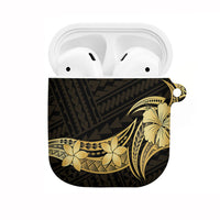Gold Black Polynesia Hibiscus Plumeria Tattoo AirPods Case