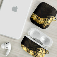 Gold Black Polynesia Hibiscus Plumeria Tattoo AirPods Case