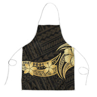 Gold Black Polynesia Hibiscus Plumeria Tattoo Apron
