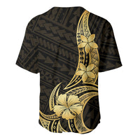 Gold Black Polynesia Hibiscus Plumeria Tattoo Baseball Jersey