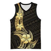 Gold Black Polynesia Hibiscus Plumeria Tattoo Basketball Jersey