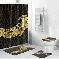 Gold Black Polynesia Hibiscus Plumeria Tattoo Bathroom Set