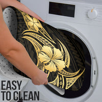 Gold Black Polynesia Hibiscus Plumeria Tattoo Bathroom Set