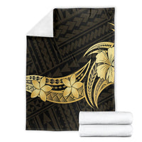 Gold Black Polynesia Hibiscus Plumeria Tattoo Blanket