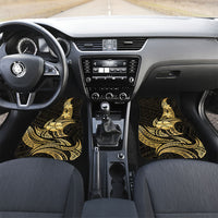 Gold Black Polynesia Hibiscus Plumeria Tattoo Car Mats