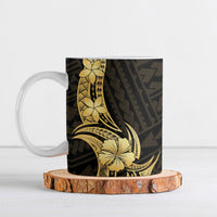 Gold Black Polynesia Hibiscus Plumeria Tattoo Ceramic Mug