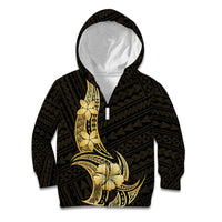 Gold Black Polynesia Hibiscus Plumeria Tattoo Kid Hoodie
