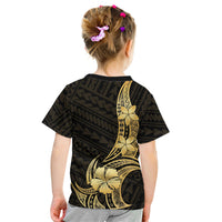 Gold Black Polynesia Hibiscus Plumeria Tattoo Kid T Shirt