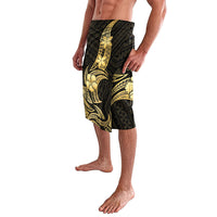 Gold Black Polynesia Hibiscus Plumeria Tattoo Lavalava