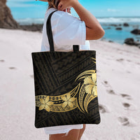Gold Black Polynesia Hibiscus Plumeria Tattoo Tote Bag
