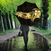 Gold Black Polynesia Hibiscus Plumeria Tattoo Umbrella