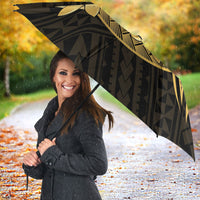Gold Black Polynesia Hibiscus Plumeria Tattoo Umbrella