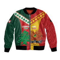 Custom Rugby Papua New Guinea and Lebanon Bomber Jacket PNG Kumuls Cedars Together
