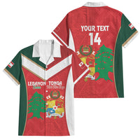 Custom Rugby Tonga and Lebanon Family Matching Puletasi and Hawaiian Shirt Mate Maa Tonga Cedars Together