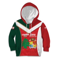 Custom Rugby Tonga and Lebanon Kid Hoodie Mate Maa Tonga Cedars Together