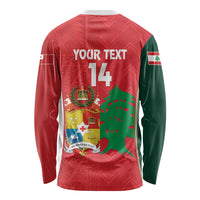 Custom Rugby Tonga and Lebanon Long Sleeve Shirt Mate Maa Tonga Cedars Together
