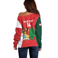 Custom Rugby Tonga and Lebanon Off Shoulder Sweater Mate Maa Tonga Cedars Together